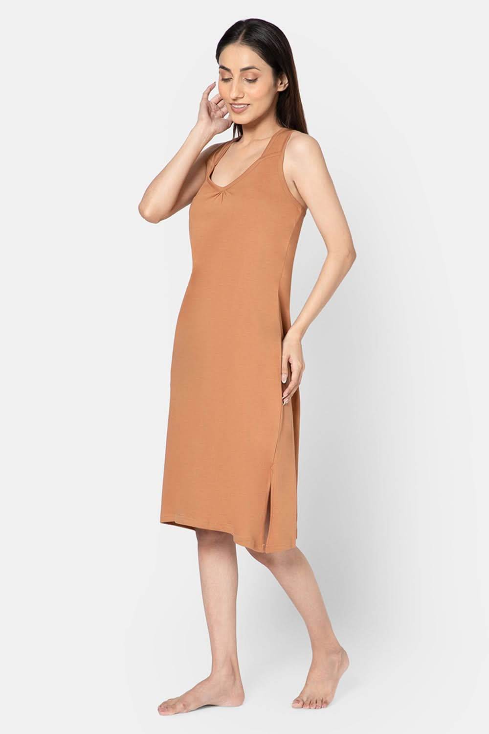 Intimacy Full Coverage Knee-Length Cotton Night Slip | Lightweight & Summer-Friendly Nightwear - Naidu Hall Family Store