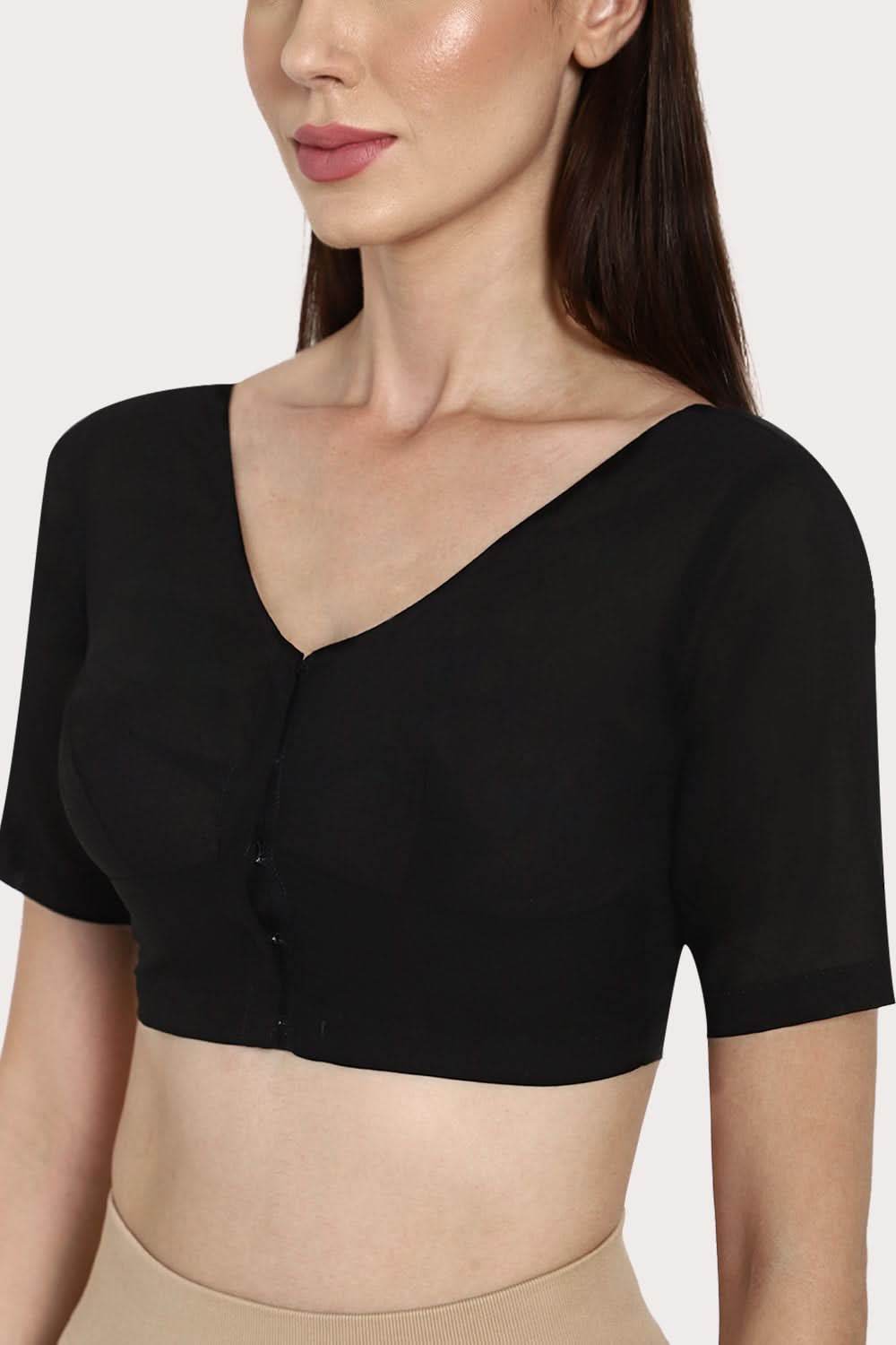 Naidu Hall U neck long sleeve blouse - Black - Naidu Hall Family Store
