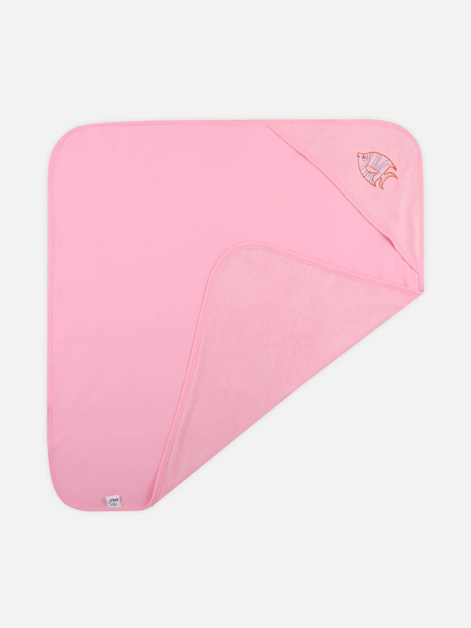 Oh Baby Plain Embroidery Carry Towel Baby Pink - Htpr - Naidu Hall Family Store