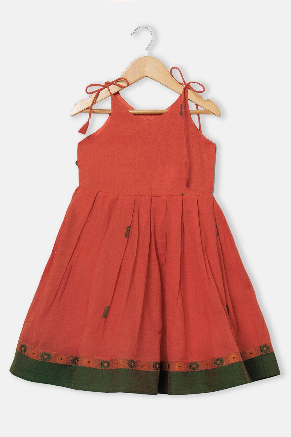 Chittythalli Girls’ Ethnic Frock – Sleeveless with Asymmetric Contrast Panel, Box Pleats & Zari Embroidery - Pink - FR41 - Naidu Hall Family Store