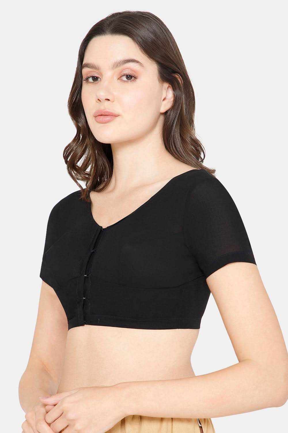 Naidu Hall Round neck short sleeve blouse - Black - Naidu Hall Family Store
