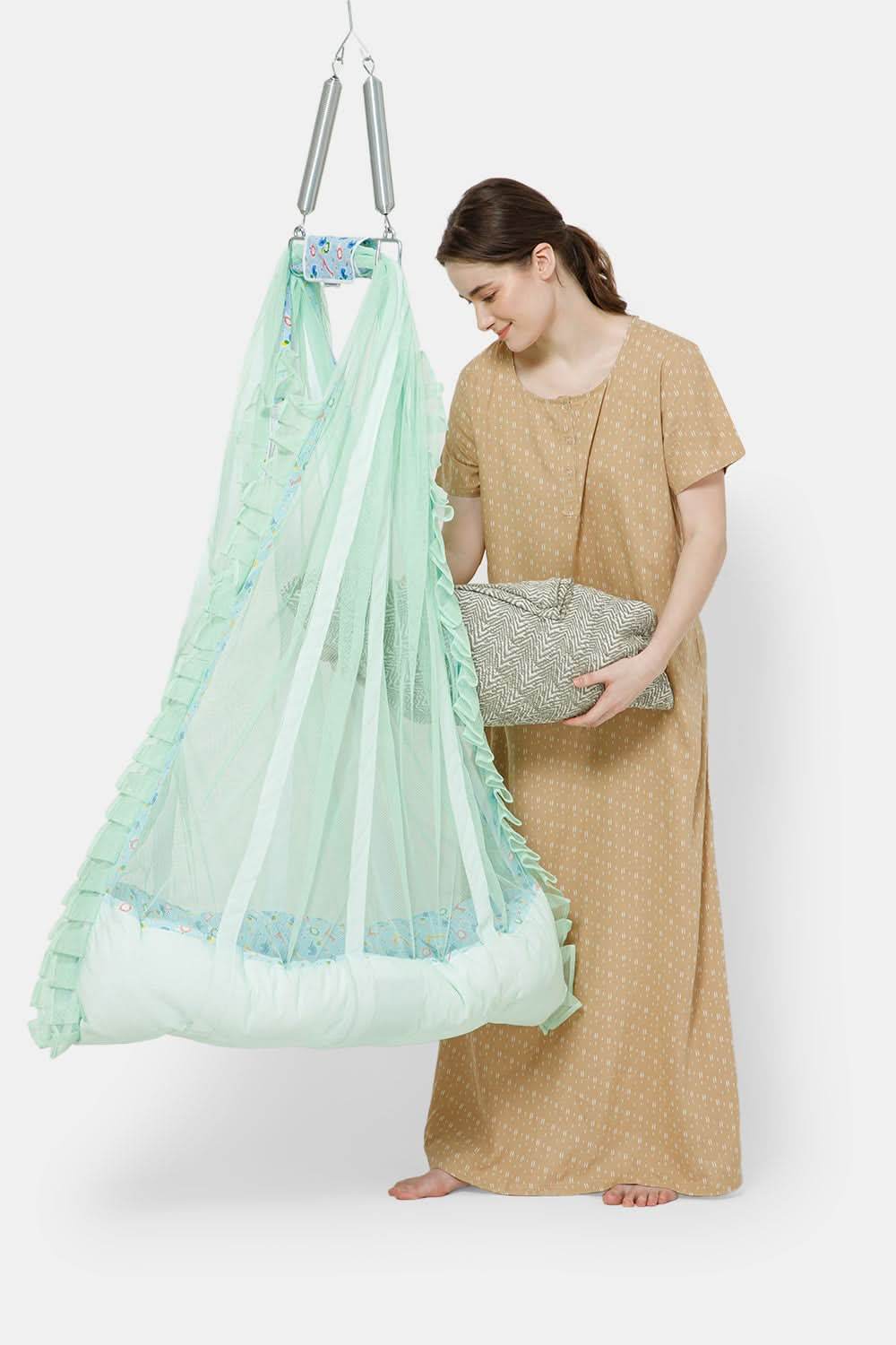 Oh Baby 100% Cotton Printed Infants Thuli Mosquito Net Bed for Kids - Bepr - Naidu Hall Family Store