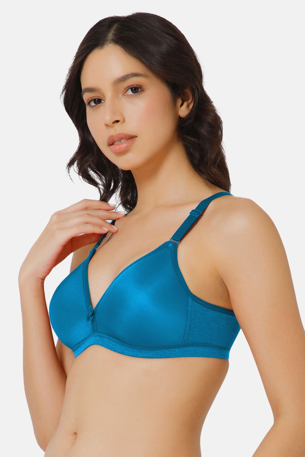 Side View of Blue Attol Nova T-Shirt Bra Perfect for Everyday Comfort