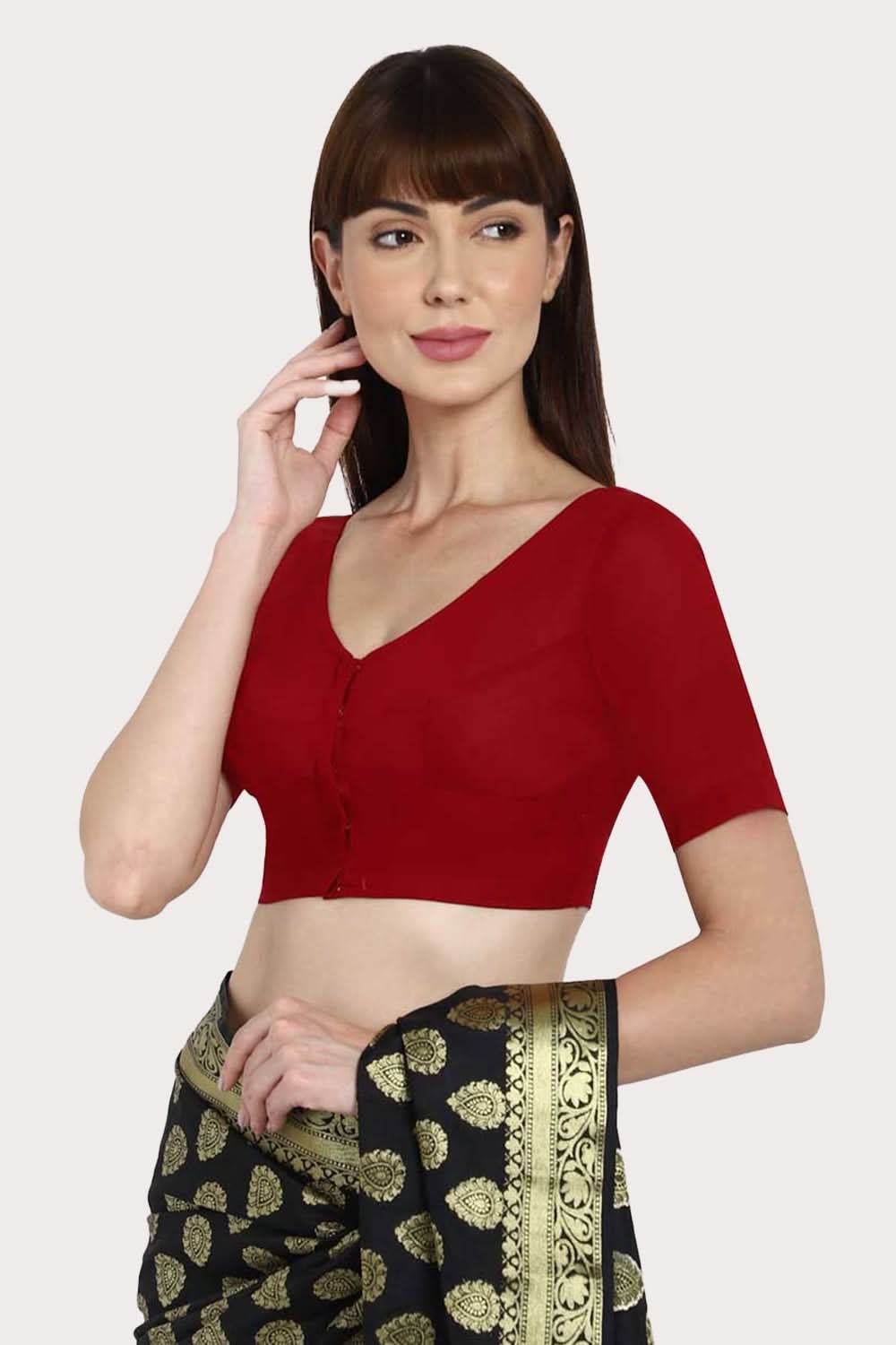 Naidu Hall Round neck long sleeve blouse - Light Maroon - Naidu Hall Family Store