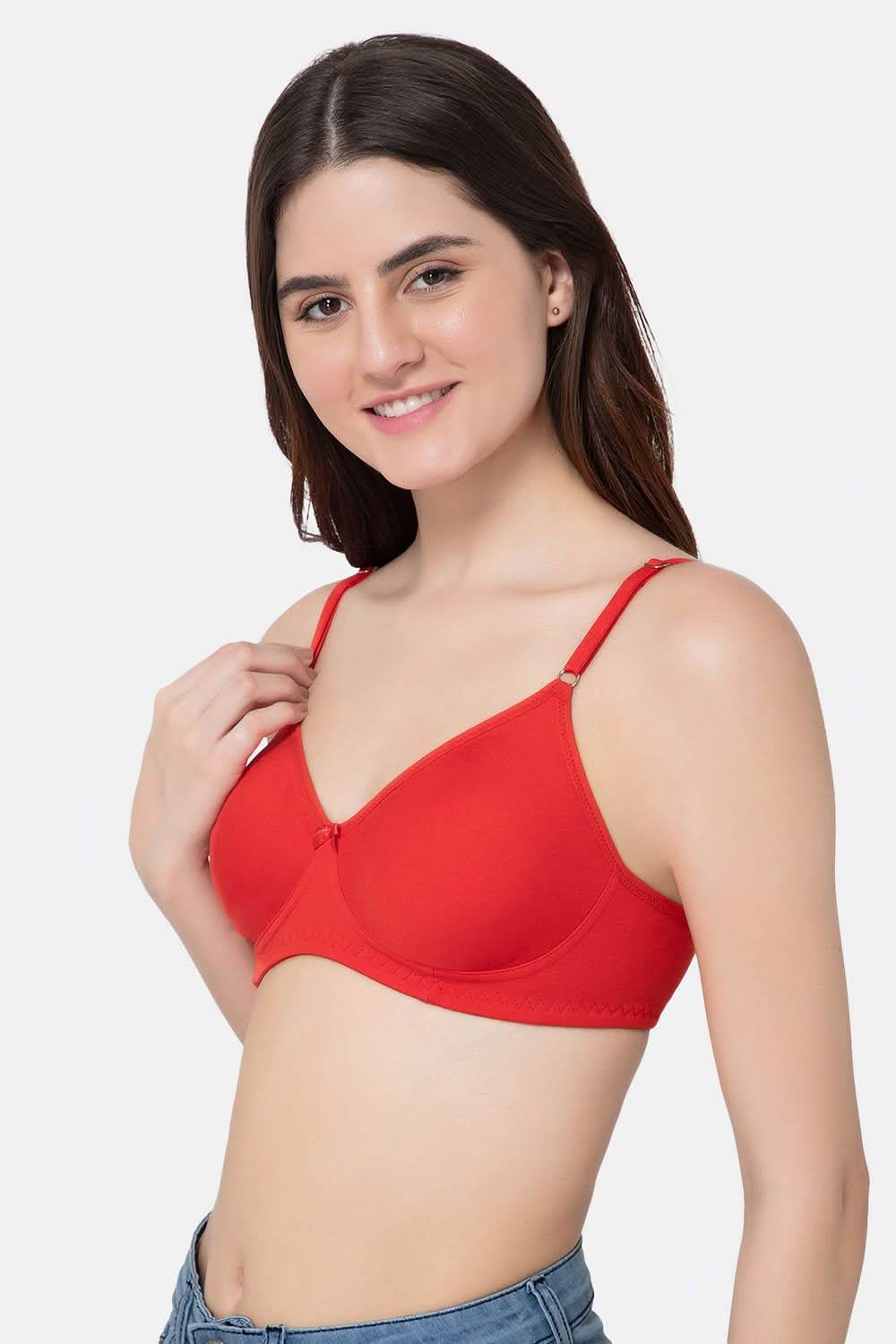 Medium Coverage Non-Wired Non-Padded Intimacy Saree Bra - Fiery Red - INT29 - Naidu Hall Family Store