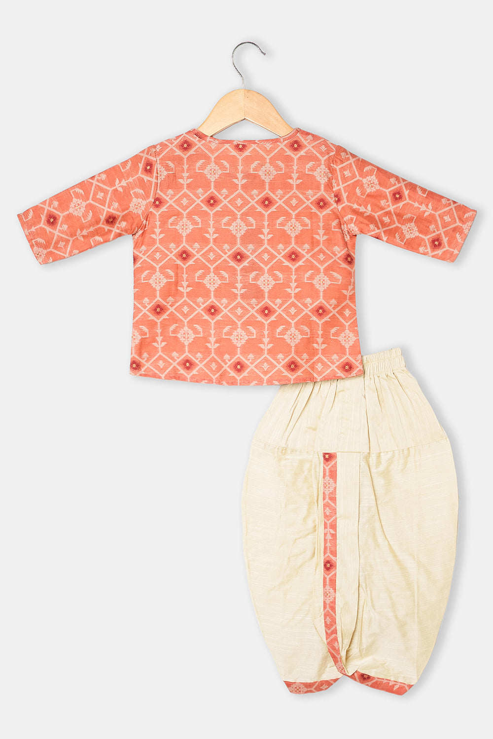 Navkrish Boys Cotton Kurta Dhoti Set – Jamdhani Traditional Wear - Peach - KD05