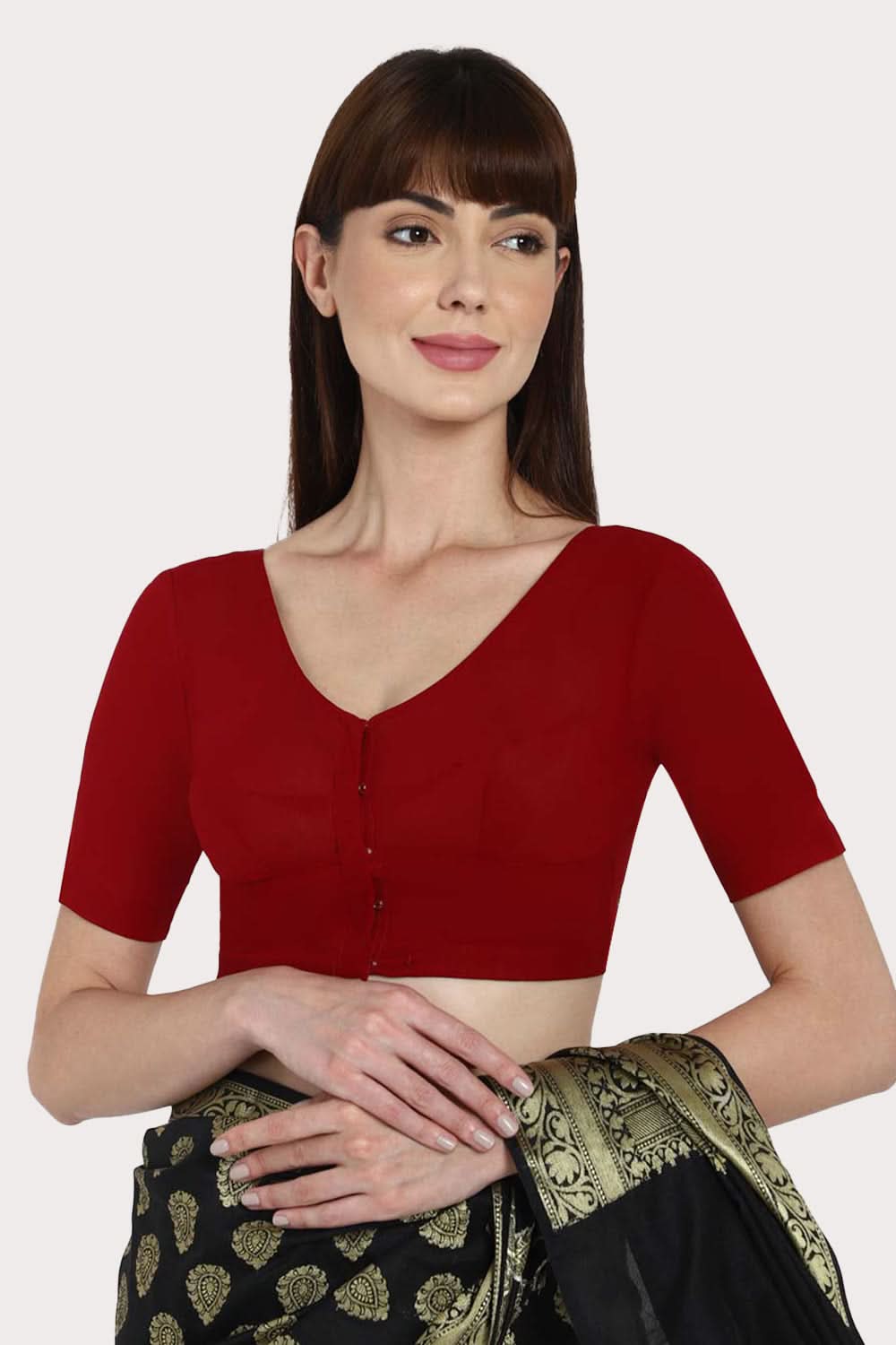 Naidu Hall Round neck long sleeve blouse - Maroon