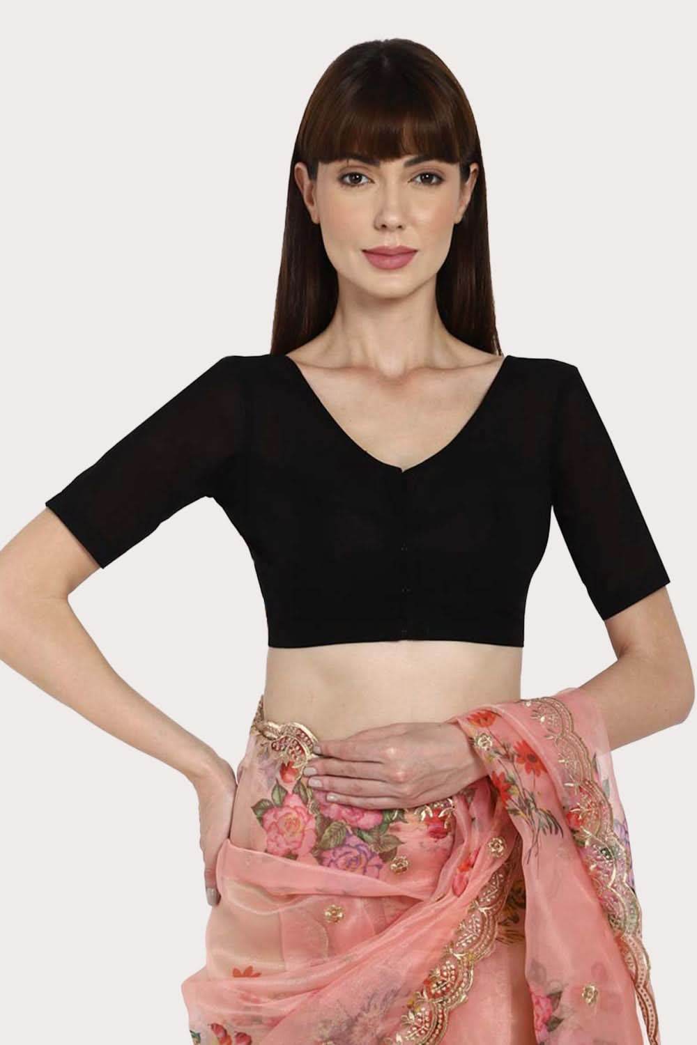 Naidu Hall Round neck long sleeve blouse - Black - Naidu Hall Family Store