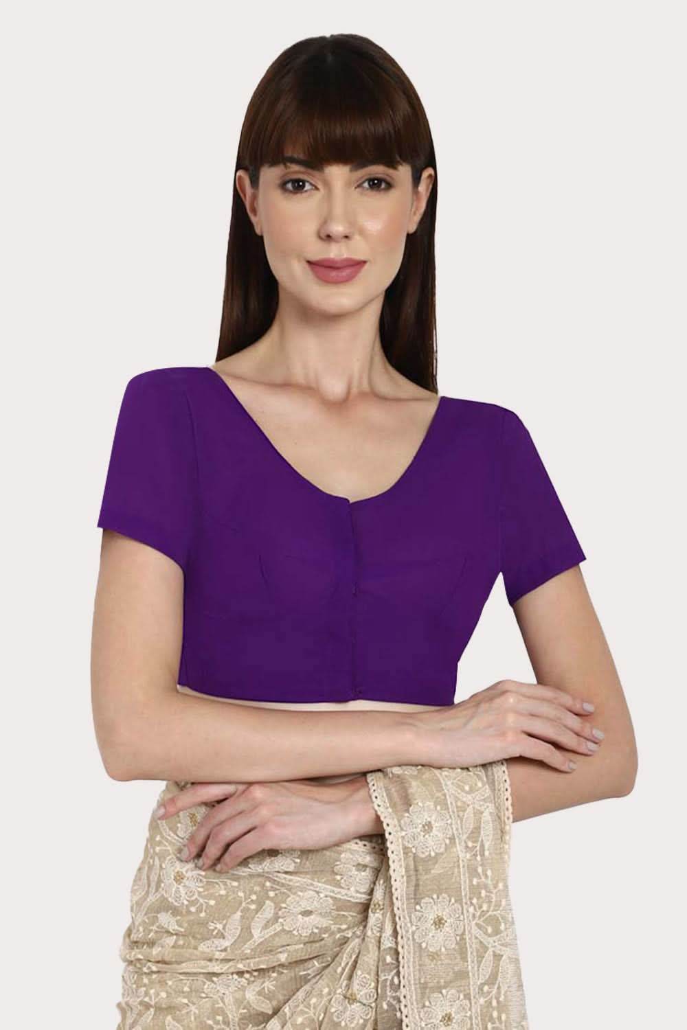 Naidu Hall Round neck short sleeve blouse - Indigo - Naidu Hall Family Store
