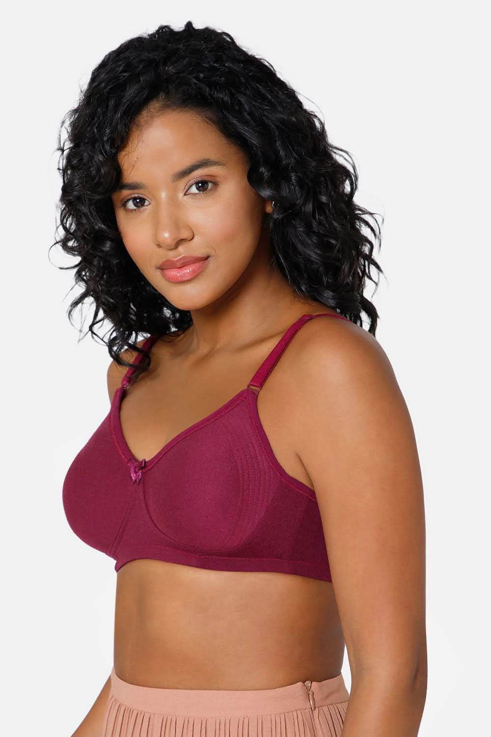 Everyday Full Coverage Non-Padded Intimacy T-Shirt Saree Bra - Wine - DEFC - Naidu Hall Family Store