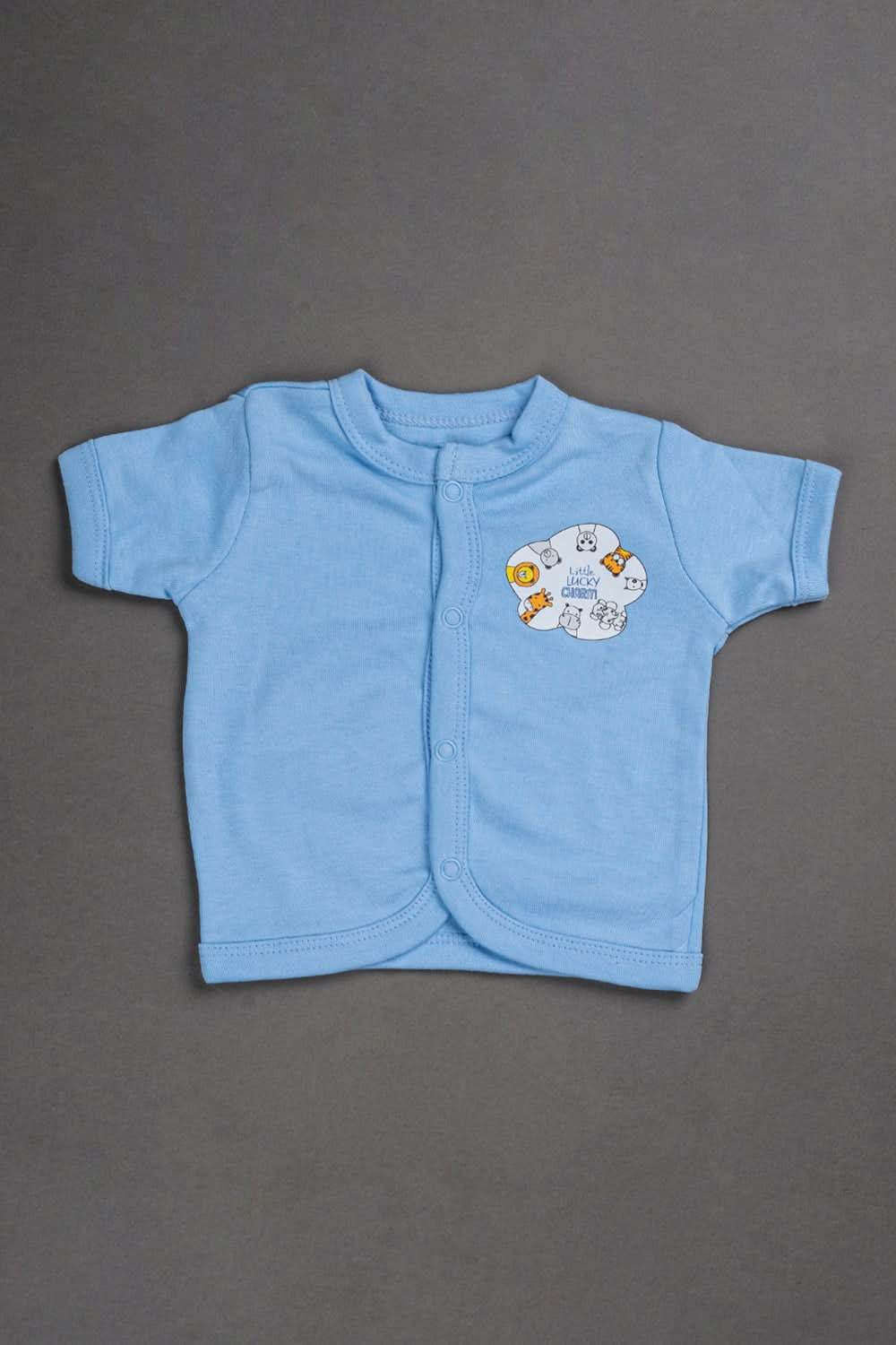 Oh Baby Cotton Interlock Knit Animal Print Infant Gift Set - Sky Blue - S204 - Naidu Hall Family Store