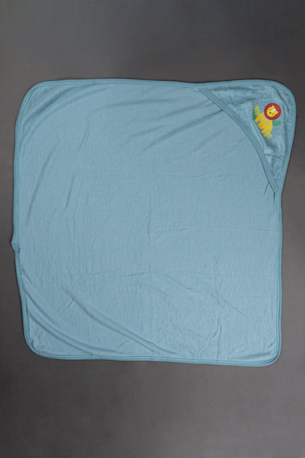 Oh Baby Cotton Interlock Terry Knit Animal Print Hooded Towel - Blue - Ht02