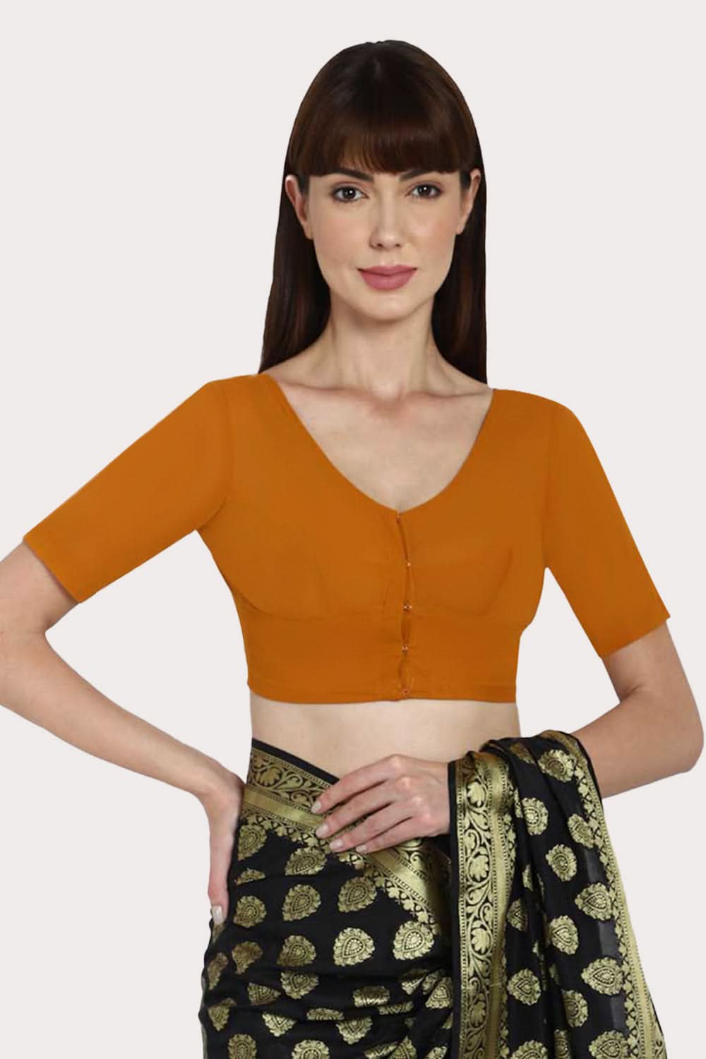 Naidu Hall Round neck long sleeve blouse - Mustard