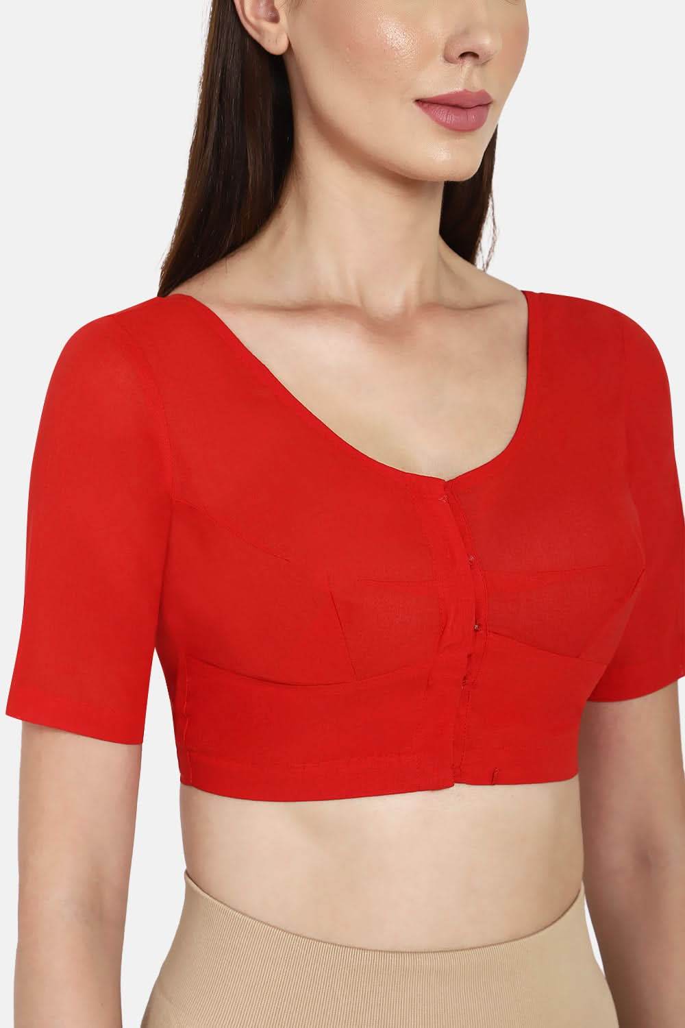 Naidu Hall Round neck long sleeve blouse - Red - Naidu Hall Family Store