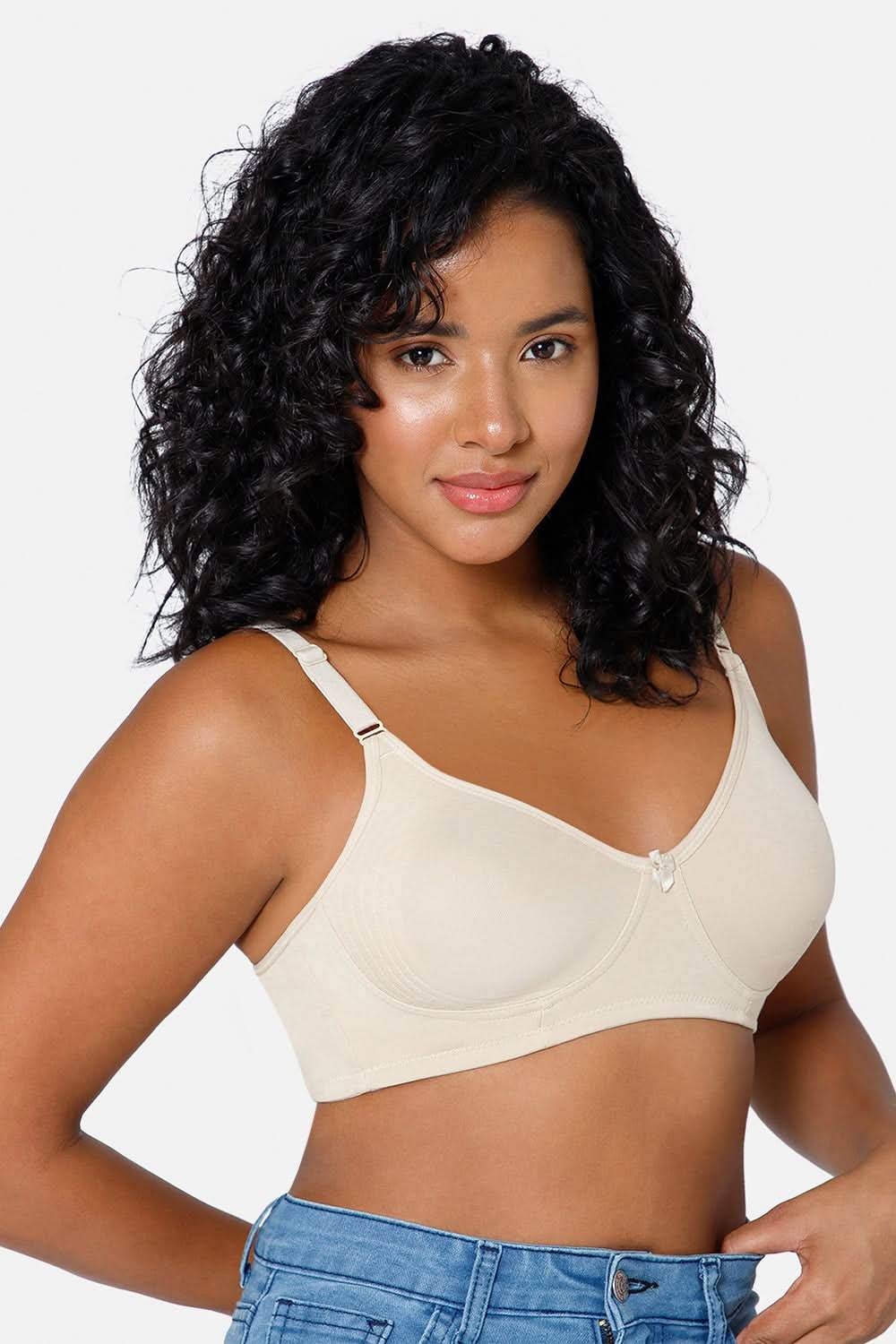 Full Coverage Non-Padded Non-Wired Intimacy T-Shirt Saree Bra - ES02 - Beige - Naidu Hall Family Store