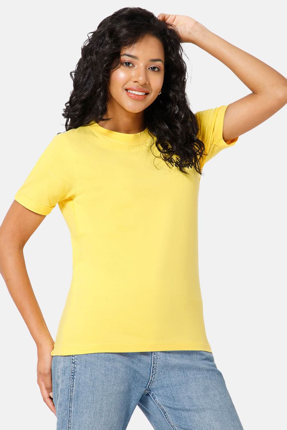 Jusperf Women Half Sleeve Crew Neck T-shirt - Mustard - SD18