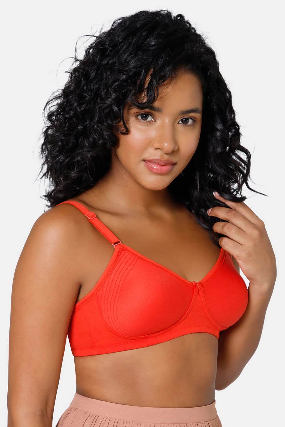 Everyday Full Coverage Non-Padded Intimacy T-Shirt Saree Bra - Fiery Red - DEFC - Naidu Hall Family Store