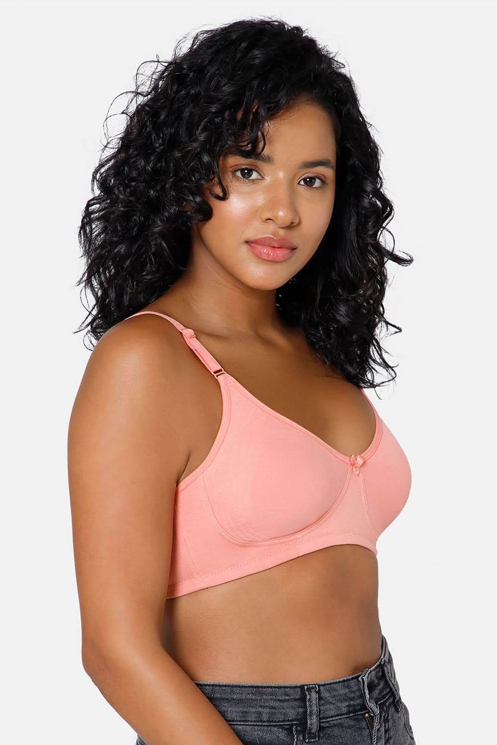 Full Coverage Non-Padded Non-Wired Intimacy T-Shirt Saree Bra - ES02 - Peach - Naidu Hall Family Store