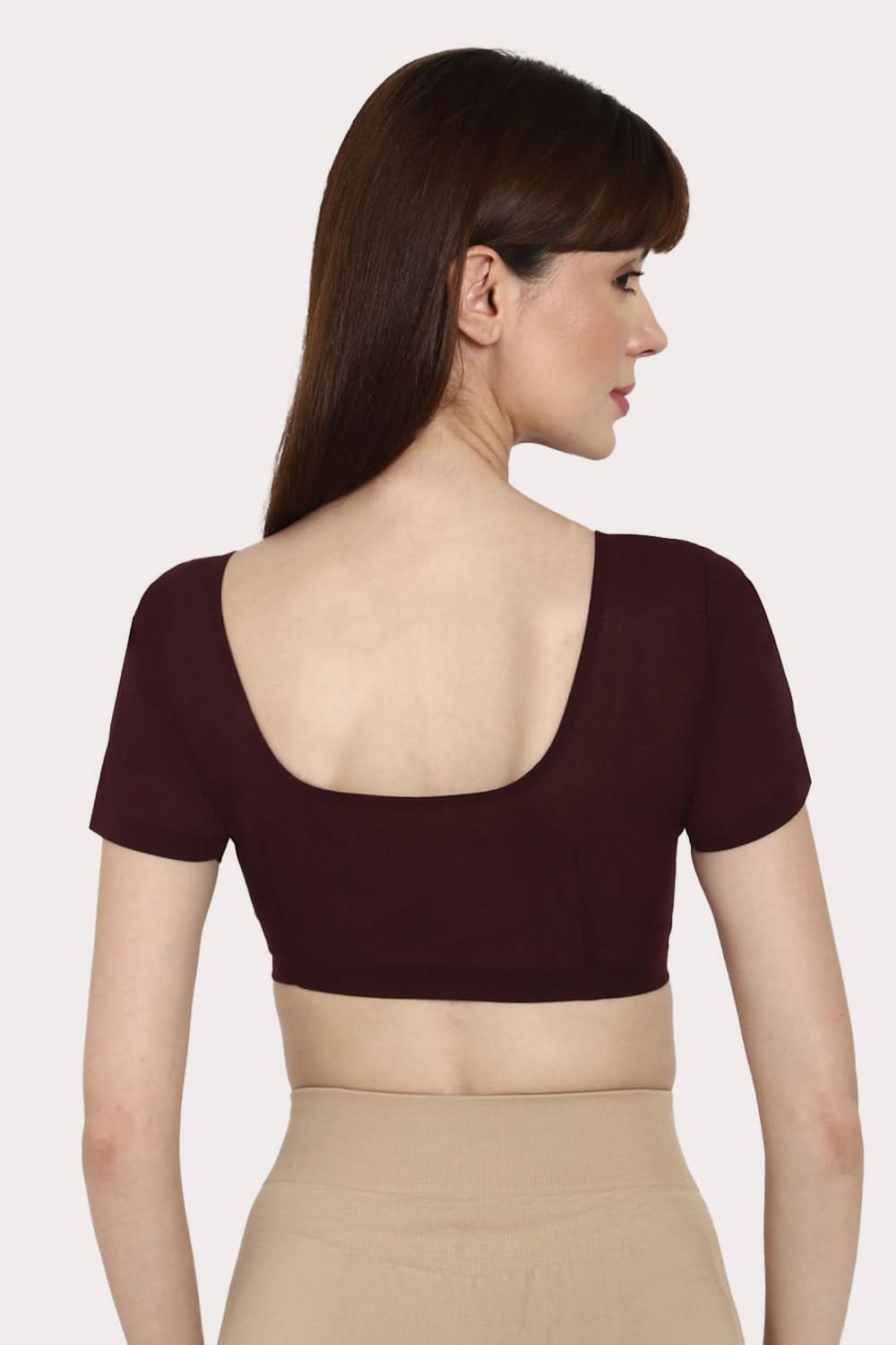 Naidu Hall Round neck short sleeve blouse - Dark Wine