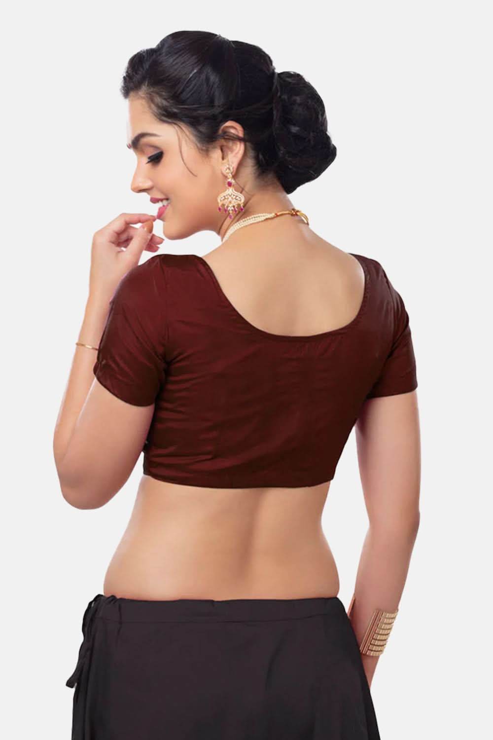 Naidu Hall Princess Cut Short Sleeve Front Open Silk Cotton Blouse - Naidu Hall Family Store