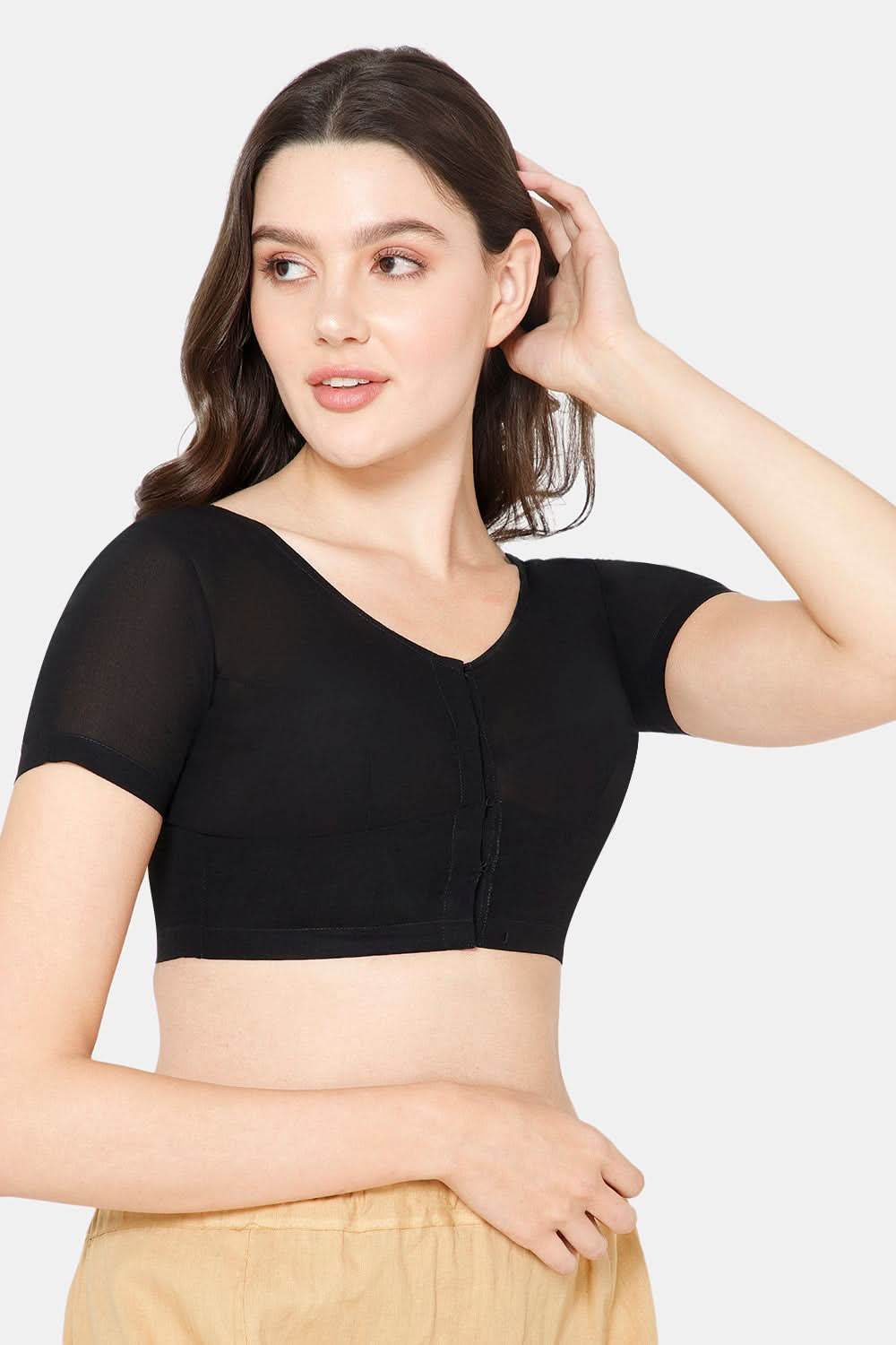 Naidu Hall Round neck short sleeve blouse - Black - Naidu Hall Family Store