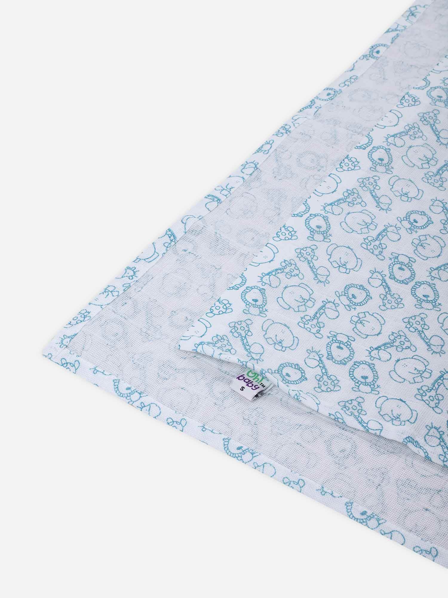 Oh Baby Printed Square Nappies Blue - Sqpr - Naidu Hall Family Store