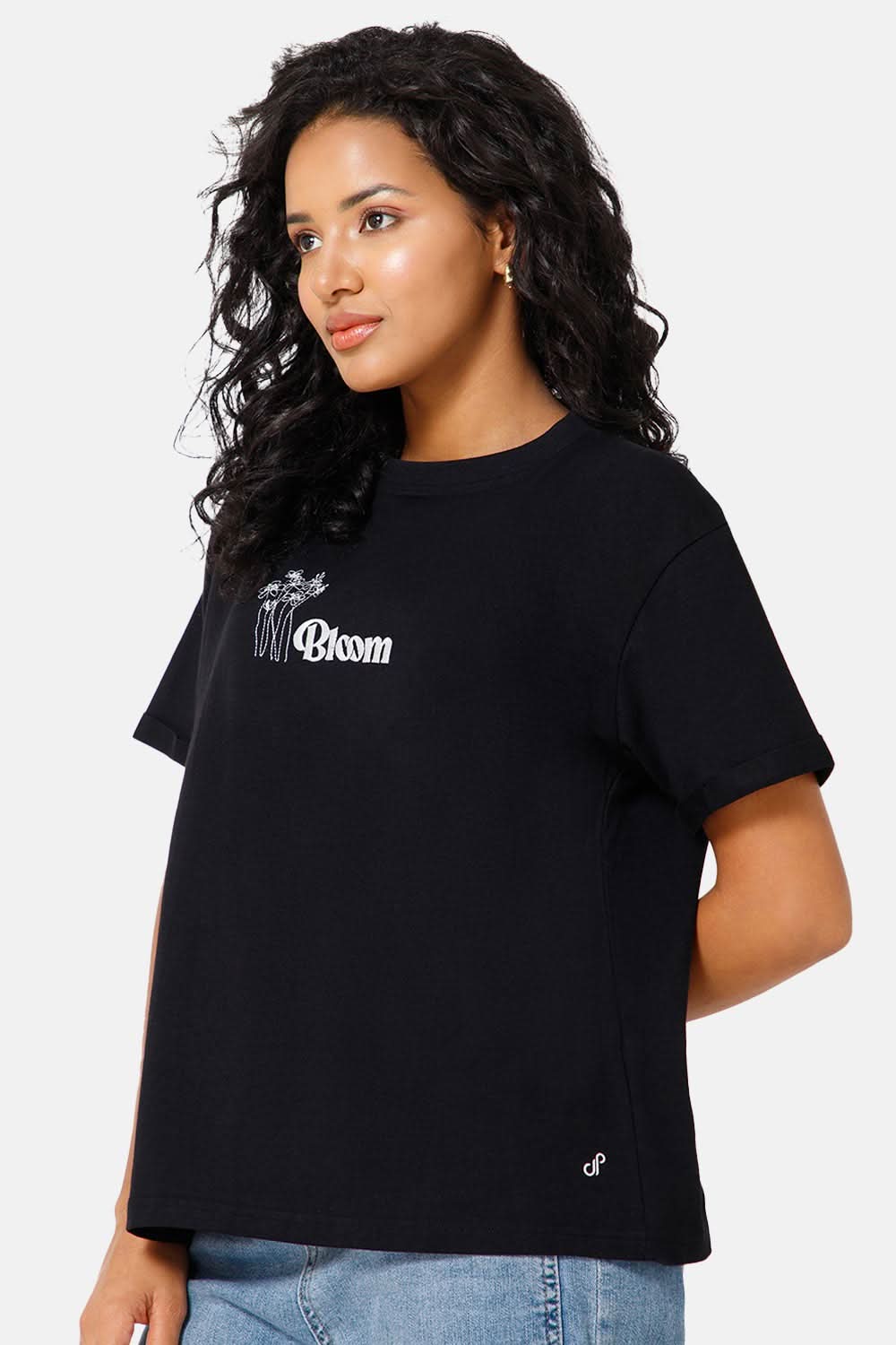 Jusperf Women Half Sleeve Crew Neck T-shirt - Black - SD20