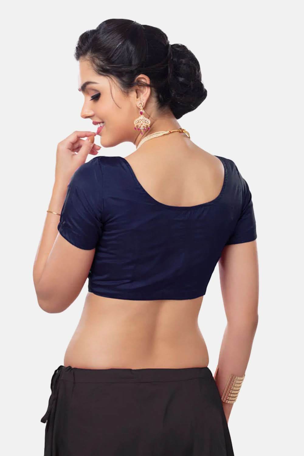 Naidu Hall Princess Cut Short Sleeve Front Open Silk Cotton Blouse - Naidu Hall Family Store
