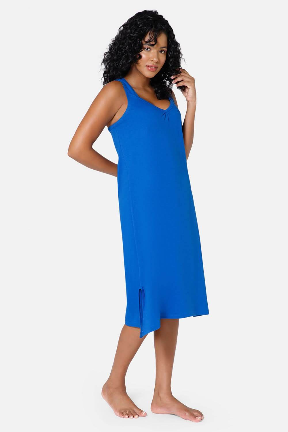 Intimacy Full Coverage Knee-Length Cotton Night Slip | Lightweight & Summer-Friendly Nightwear - Naidu Hall Family Store