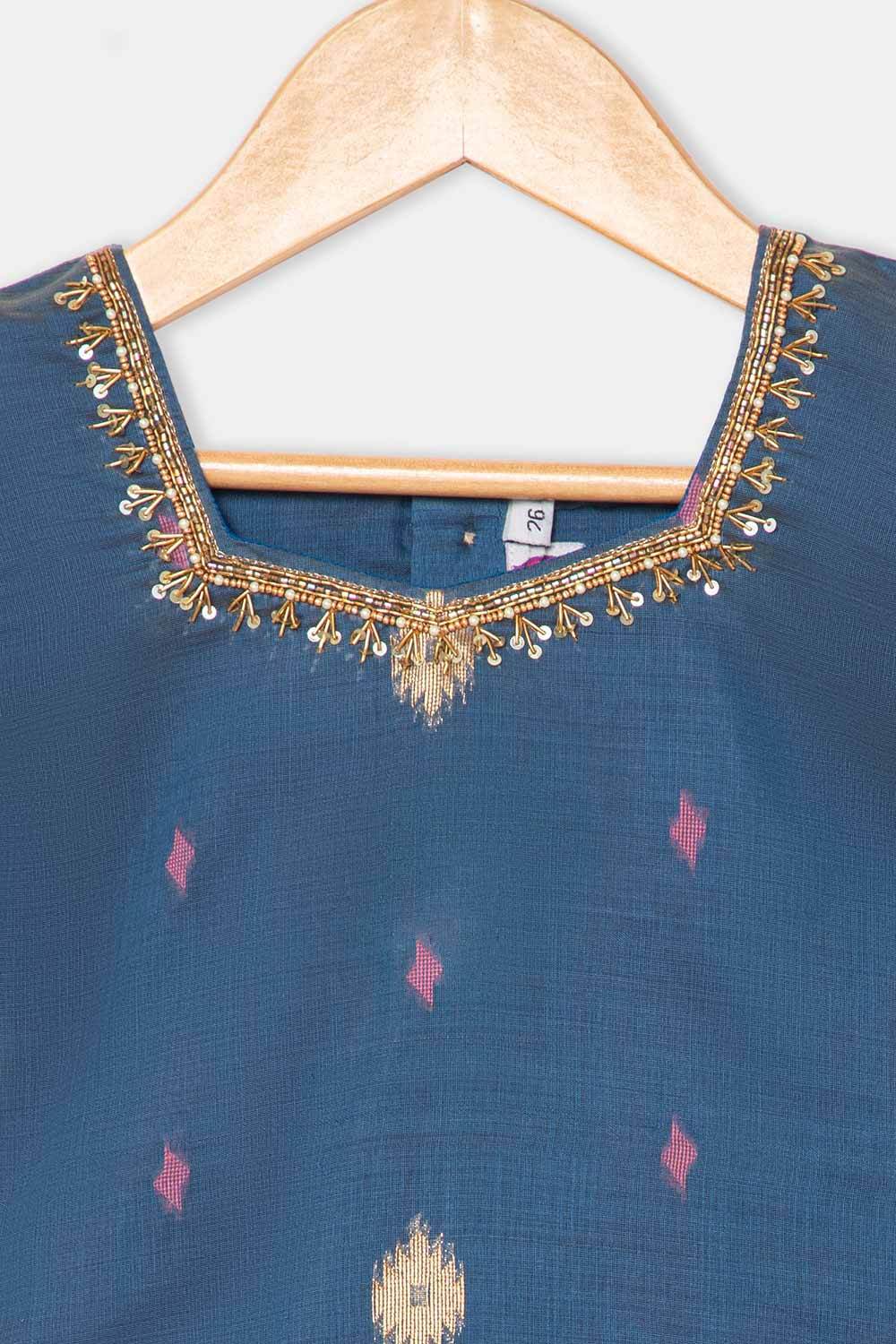 Chittythalli Traditional Girls Pavadai Set Three-Pointed Neck Blouse with Flared Skirt - Blue - PS87 - Naidu Hall Family Store