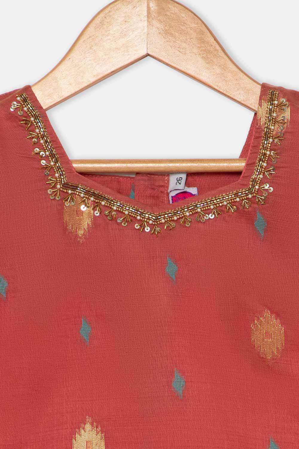 Chittythalli Traditional Girls Pavadai Set Three-Pointed Neck Blouse with Flared Skirt - Peach - PS87 - Naidu Hall Family Store