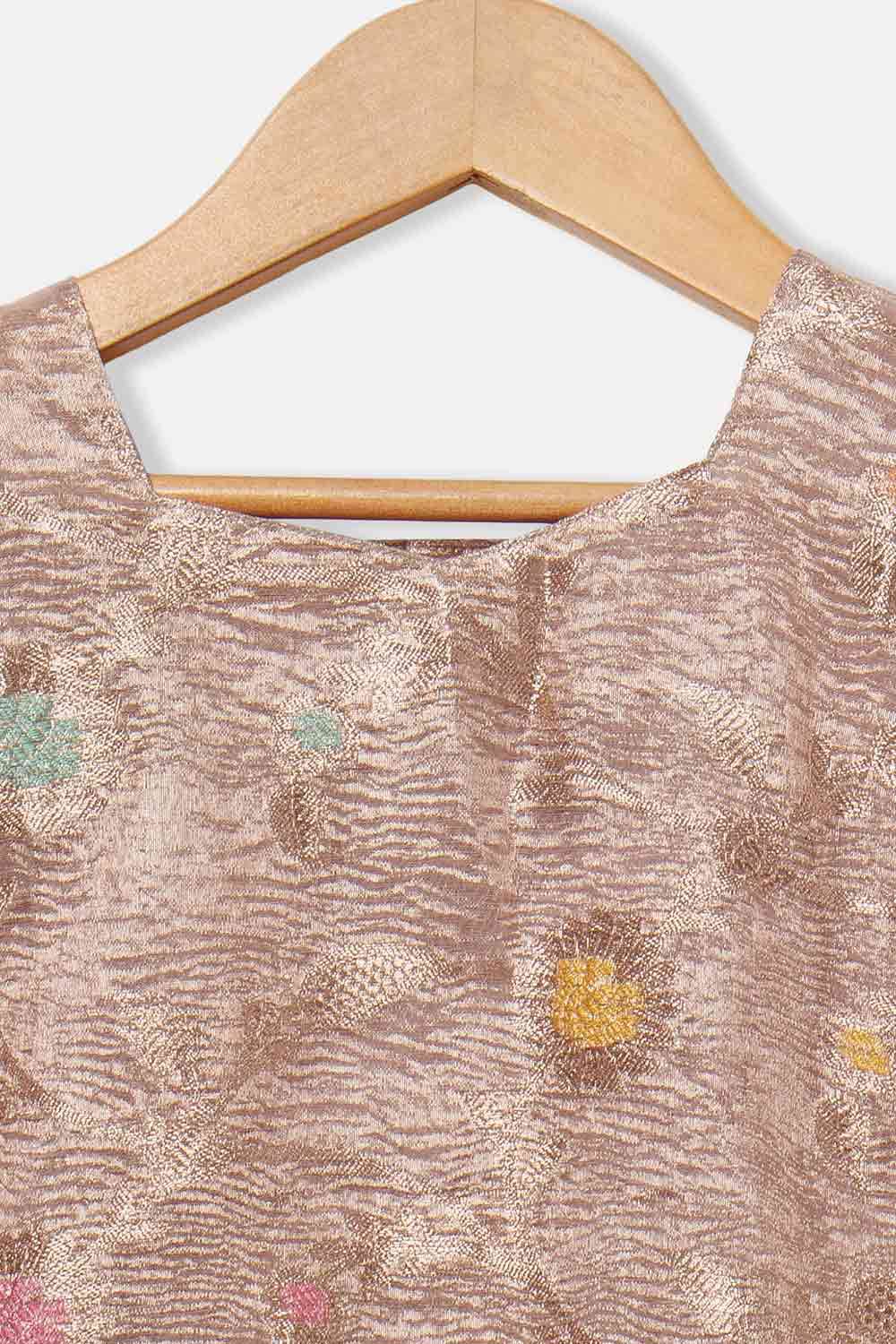 Chittythalli Girls Traditional Pavadai Set – Sweetheart Neck Pleated Top with Box-Pleated Skirt | Ethnic Wear - Copper - PS81 - Naidu Hall Family Store