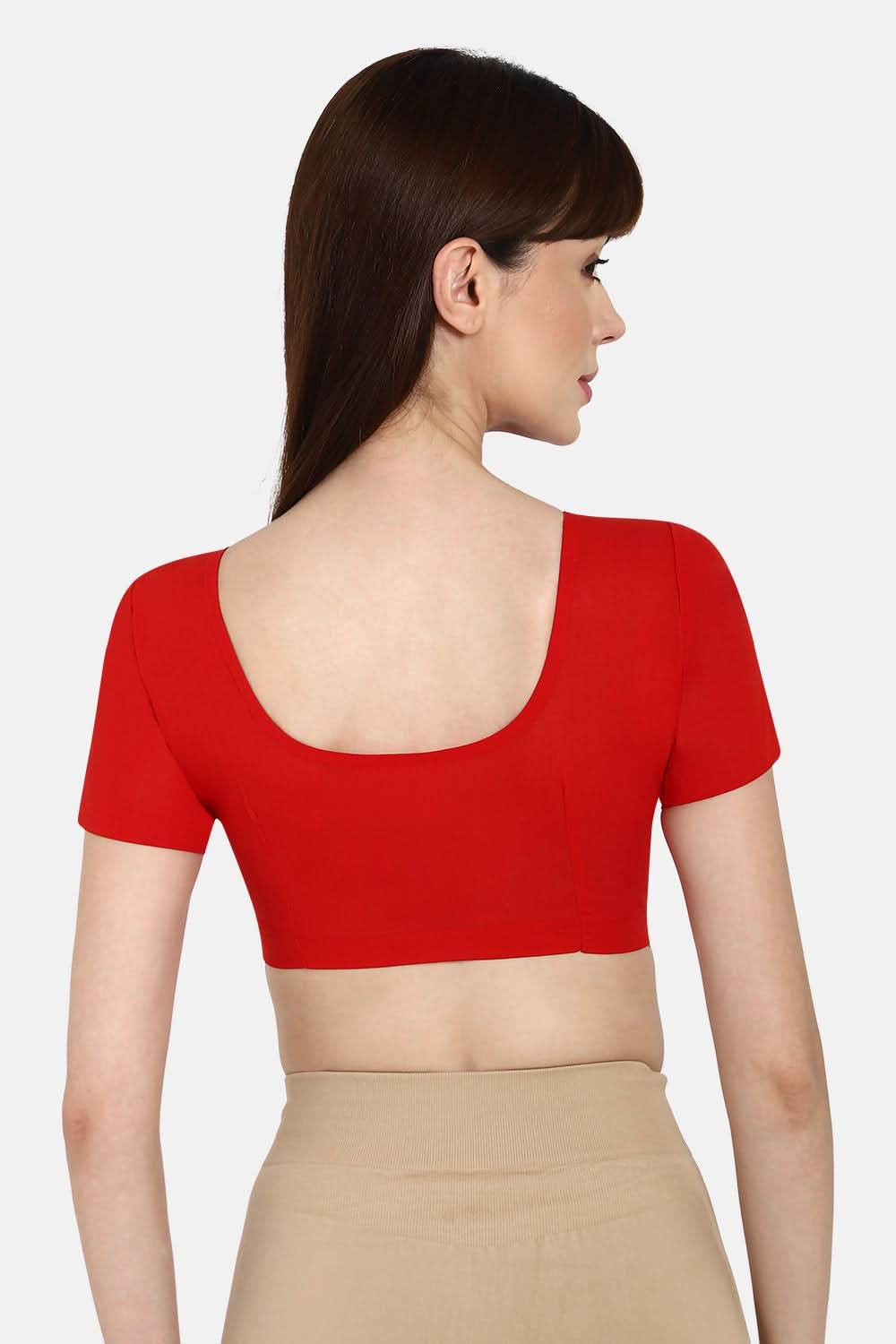 Naidu Hall Round neck short sleeve blouse - Red - Naidu Hall Family Store