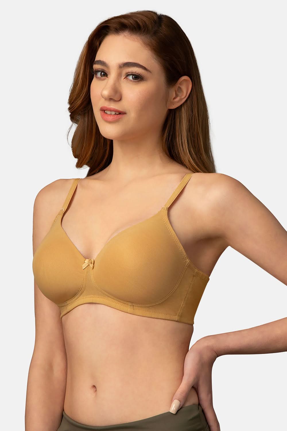 Intimacy Regular Non wired Padded Seamless Trendy Bra - Dark skin - DU03