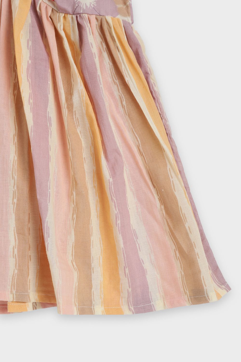 Chittythalli Girls Ethnic Summer Frock | Jaipur Printed Cotton Toddler Dress with Front Gathered Bow Top | Smocked Back | Woven Regular Fit Kids Dress - FR46