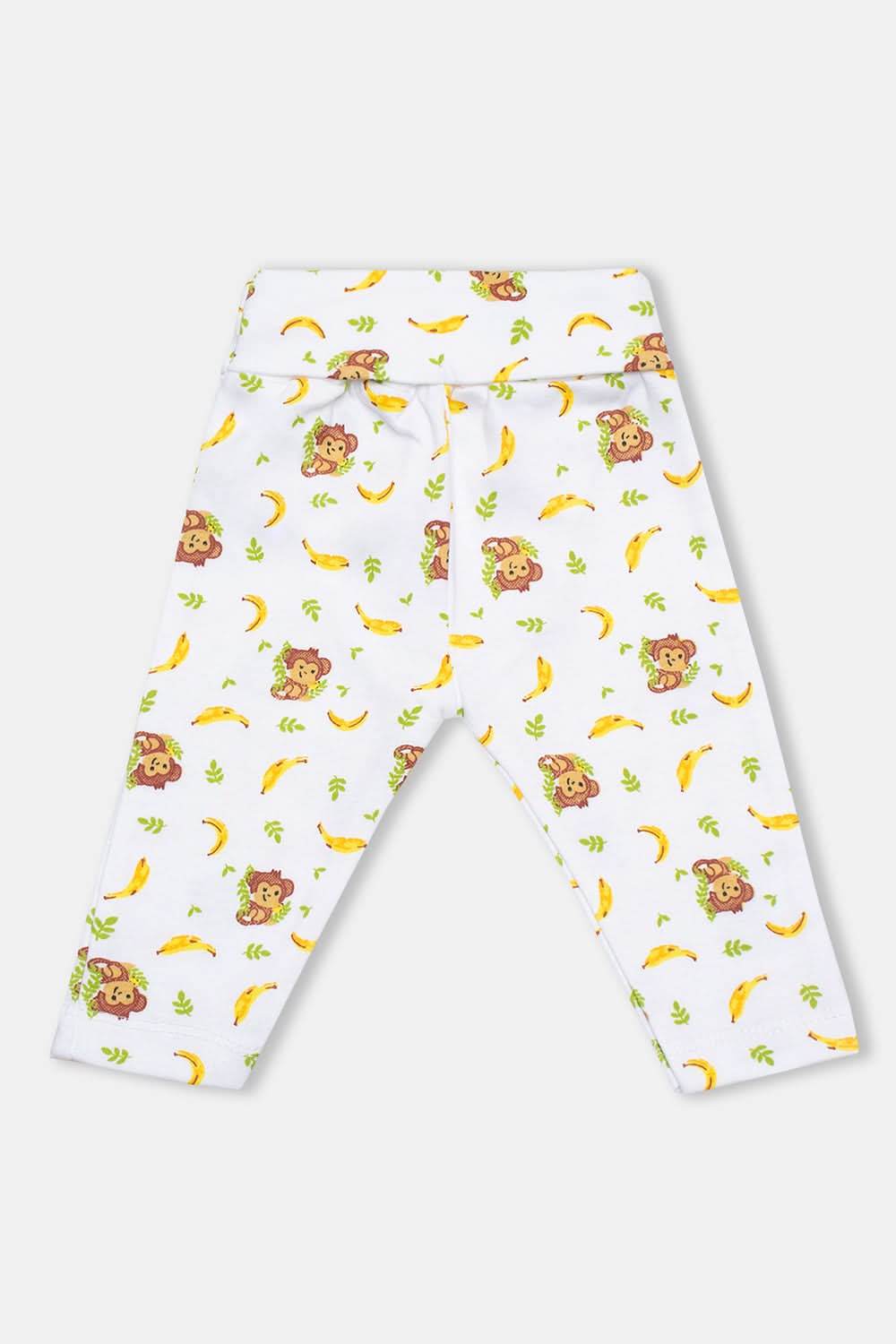 Oh Baby Cotton Interlock Knit Animal Print Pant Pack Of - 2 - Yellow & Assorted - Tr03 - Naidu Hall Family Store