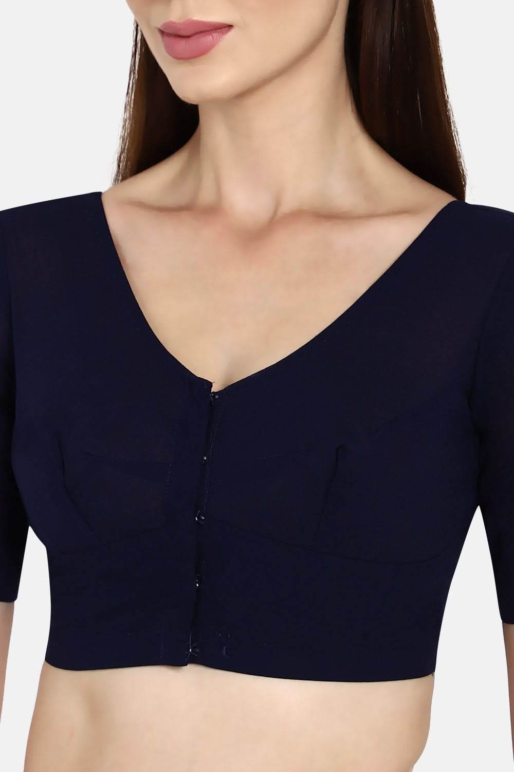Naidu Hall Round neck long sleeve blouse - Navy Blue - Naidu Hall Family Store