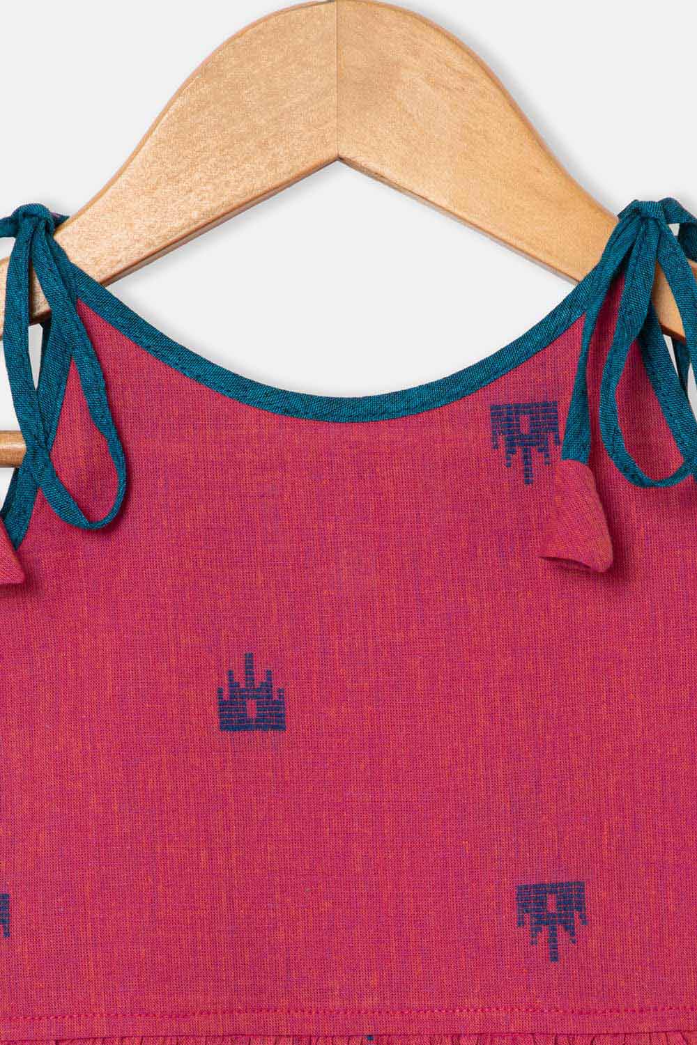 Chittythalli Girls Ethnic Layered Frock with Ruffles & Tassels – Handloom Butta Dress - Purple - FR24