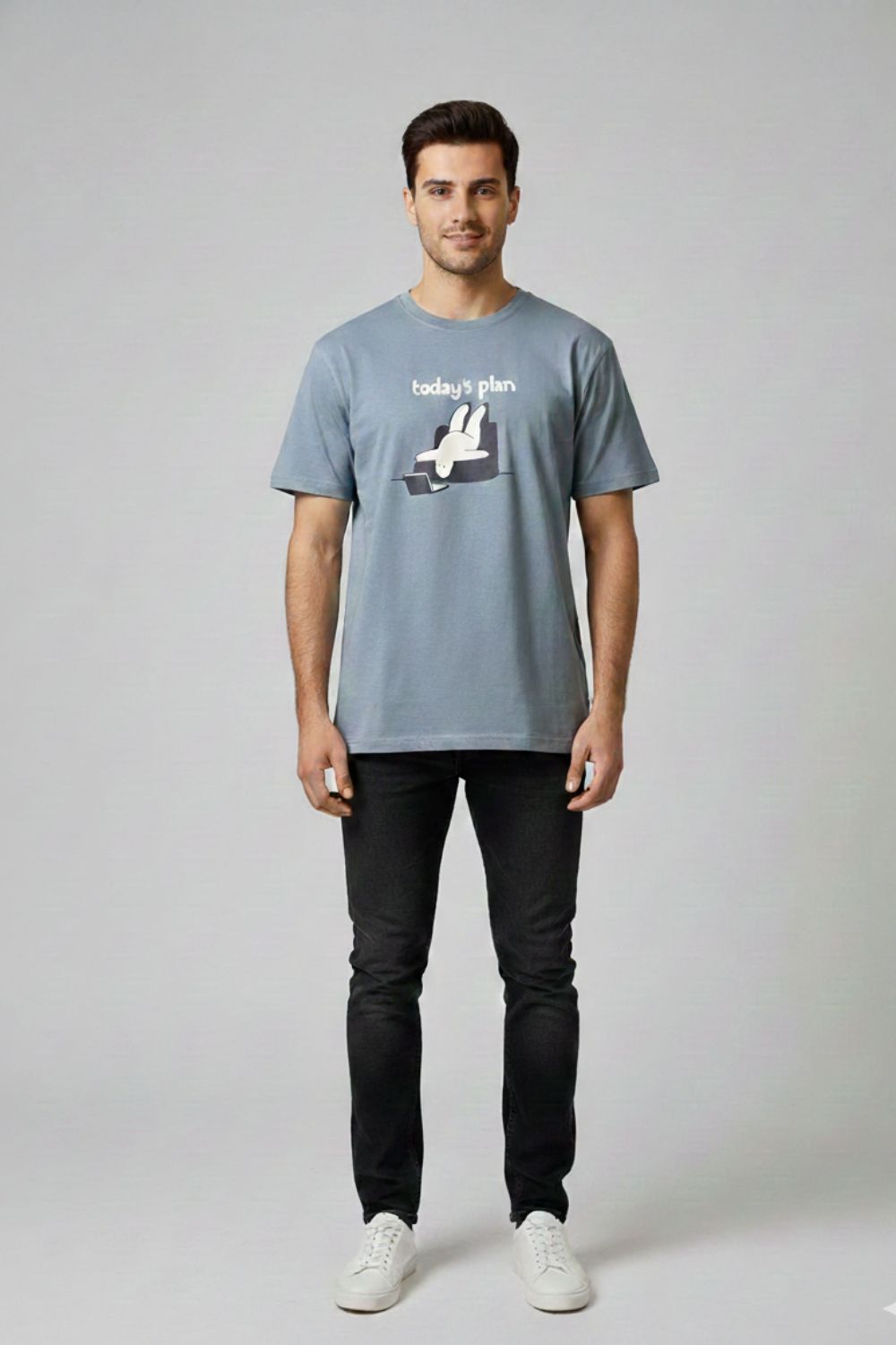 Enhance Men’s Cotton Graphic Printed Round Neck Half Sleeve T-Shirt | Today’s Plan Everyday Wear - Grey - TG08