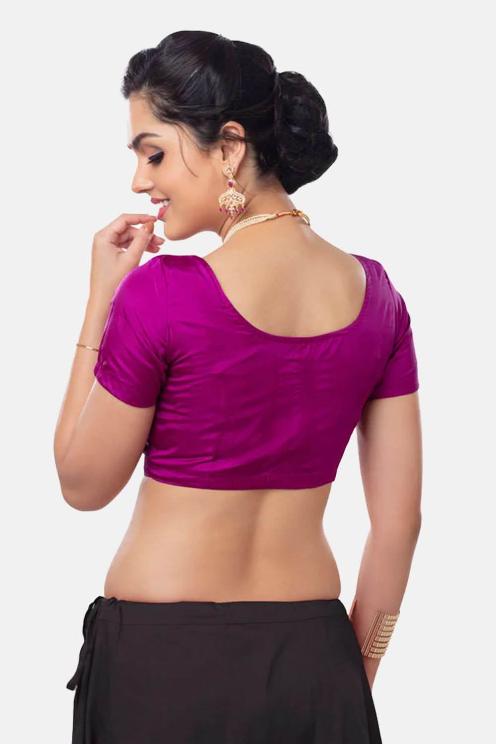 Naidu Hall Princess Cut Short Sleeve Front Open Silk Cotton Blouse - Naidu Hall Family Store
