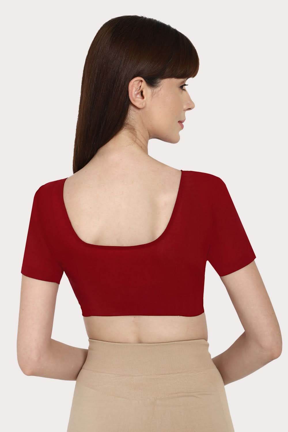 Naidu Hall Round neck short sleeve blouse - Light Maroon - Naidu Hall Family Store