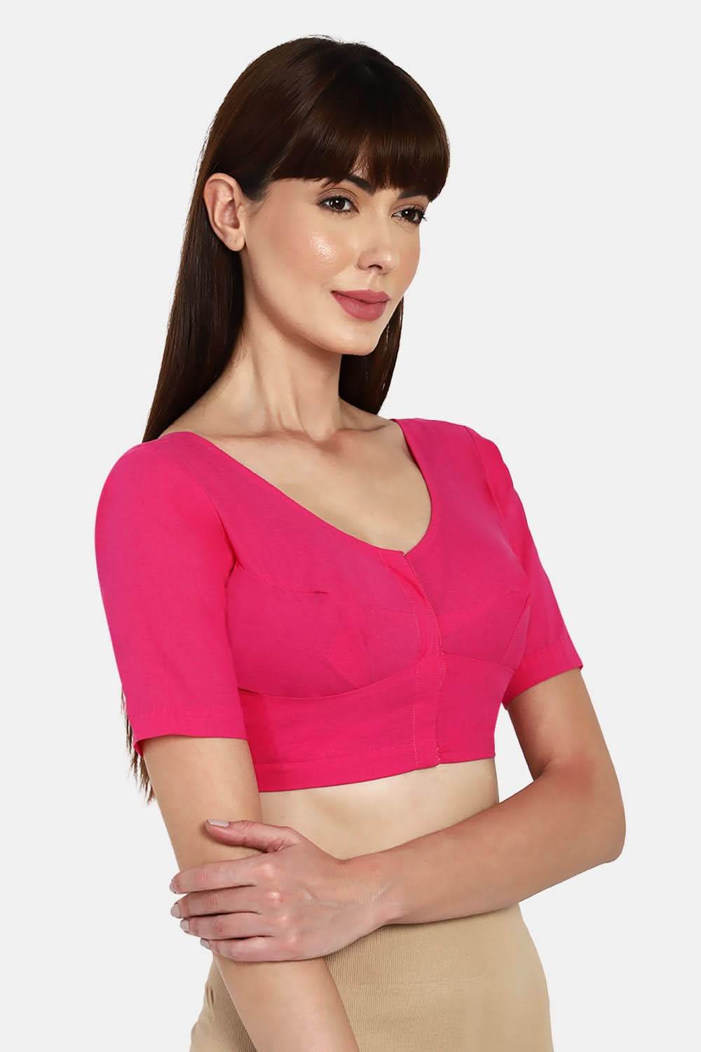 Naidu Hall Round neck long sleeve blouse - Fuchsia - Naidu Hall Family Store