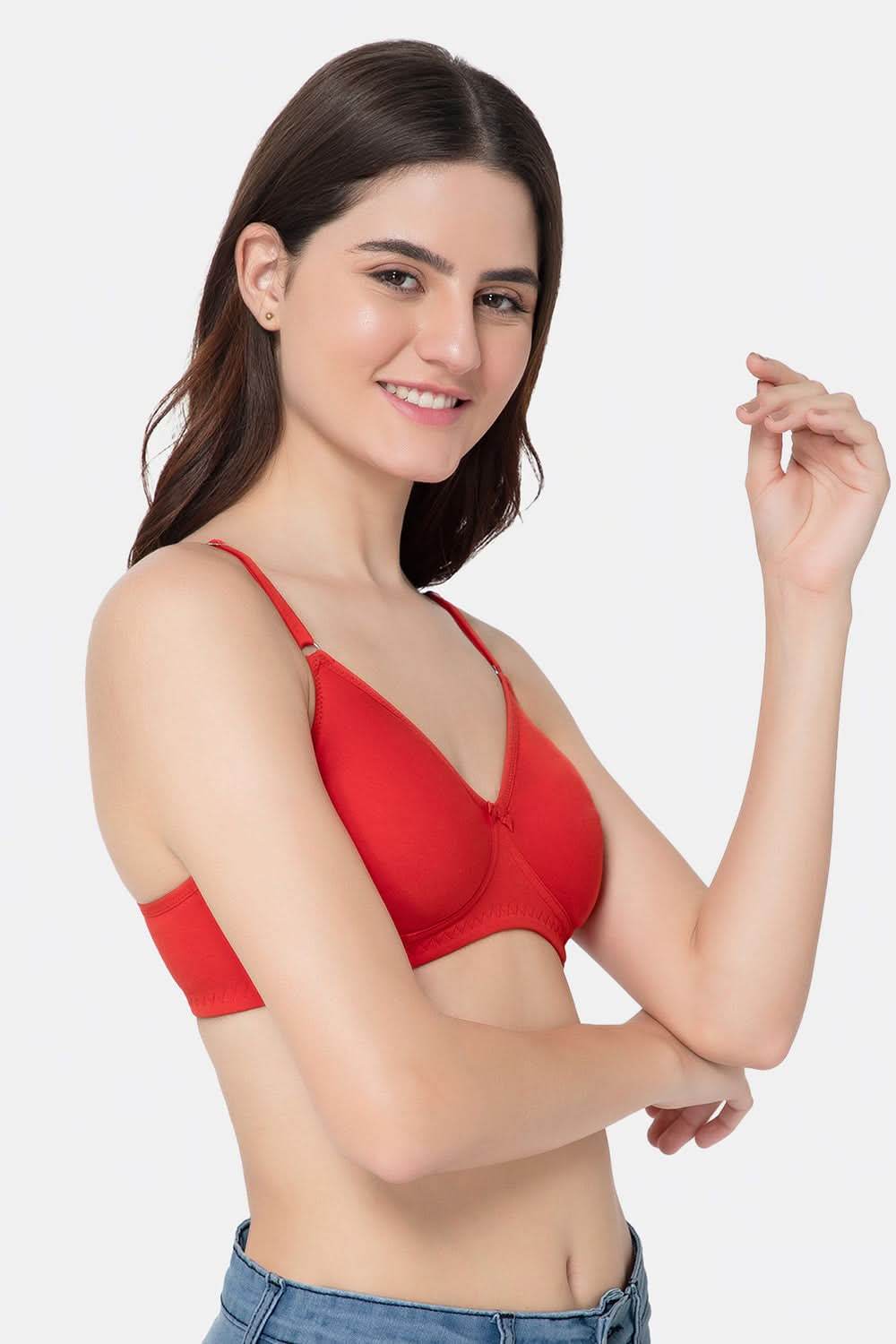 Medium Coverage Non-Wired Non-Padded Intimacy Saree Bra - Fiery Red - INT29 - Naidu Hall Family Store