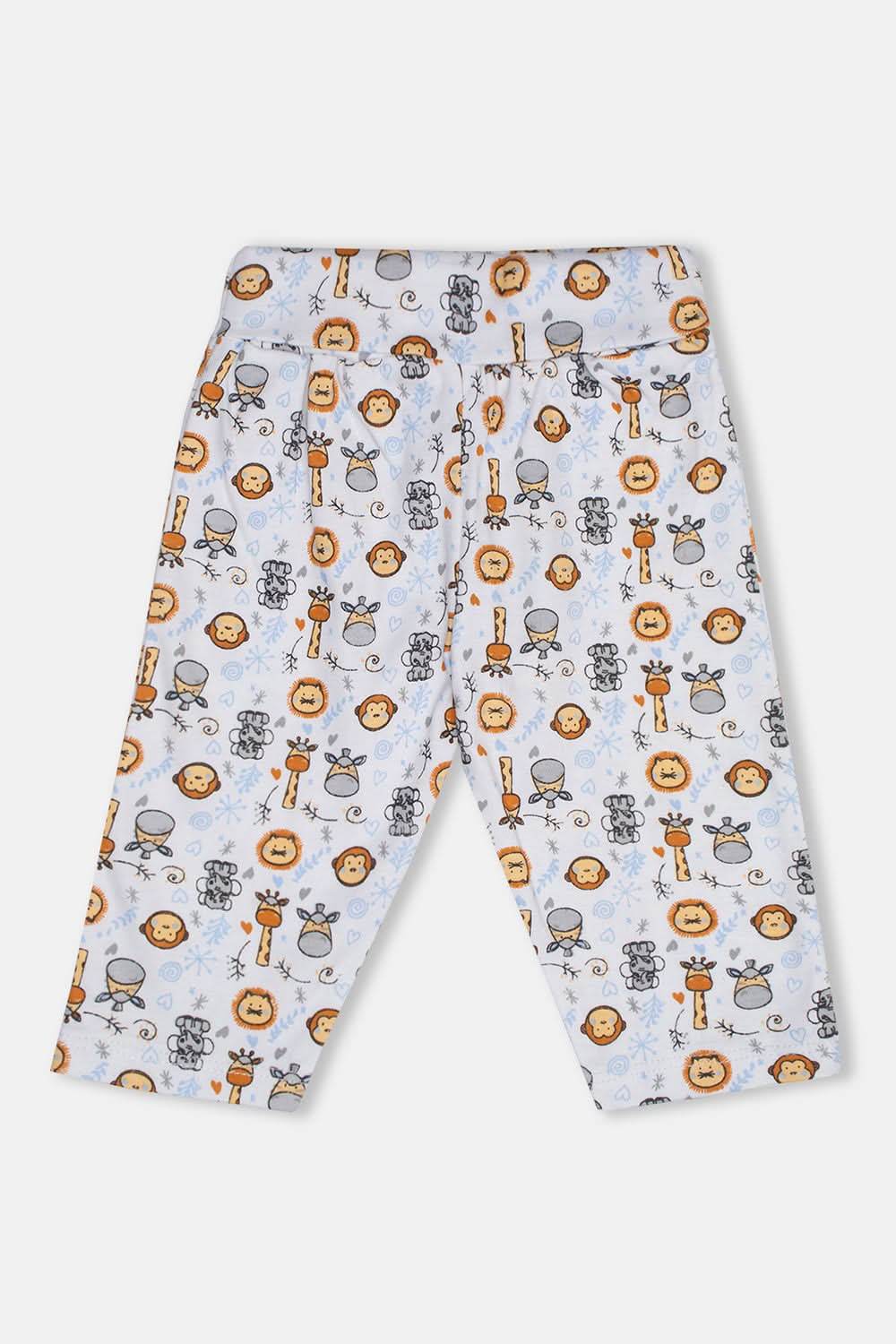 Oh Baby Cotton Interlock Knit Animal Print Pant Pack Of - 2 - Sky Blue & Assorted - Tr04 - Naidu Hall Family Store