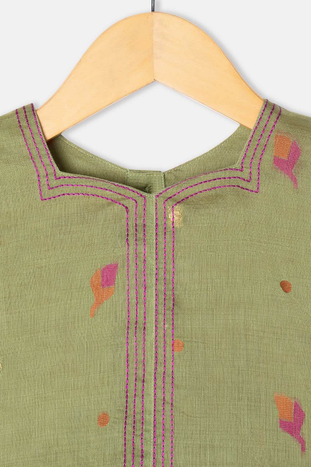 Chittythalli Girls Pavadai Set Cotton Blend with Sweetheart Neckline & Box Pleat Skirt - PS75 - Naidu Hall Family Store