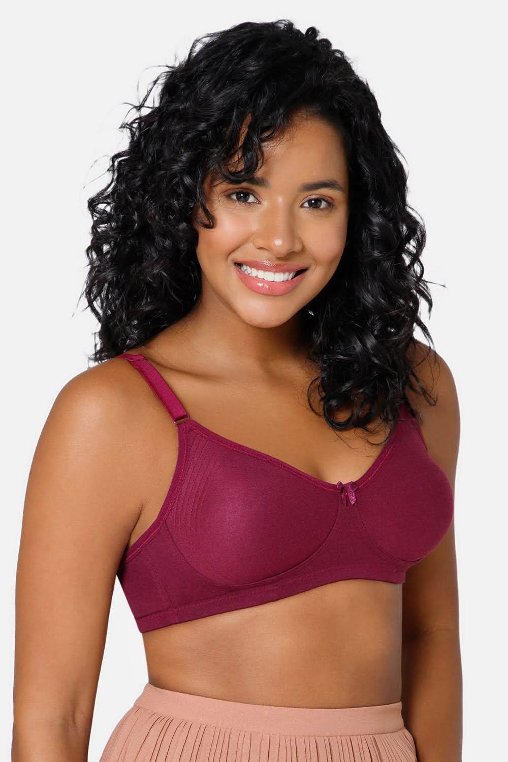 Everyday Full Coverage Non-Padded Intimacy T-Shirt Saree Bra - Wine - DEFC - Naidu Hall Family Store