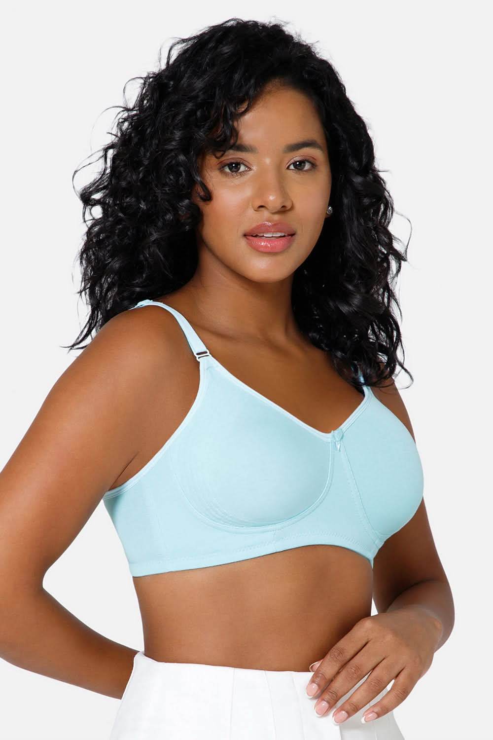 Full Coverage Non-Padded Non-Wired Intimacy T-Shirt Saree Bra - ES02 - Blue Tint - Naidu Hall Family Store