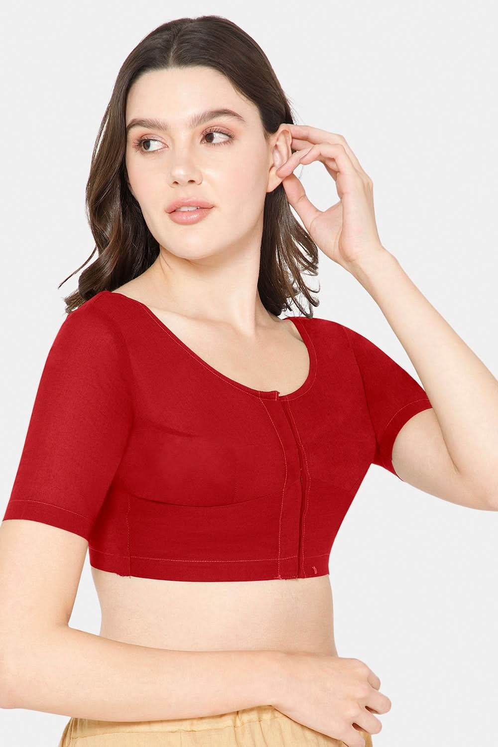 Naidu Hall Round neck short sleeve blouse - Maroon - Naidu Hall Family Store