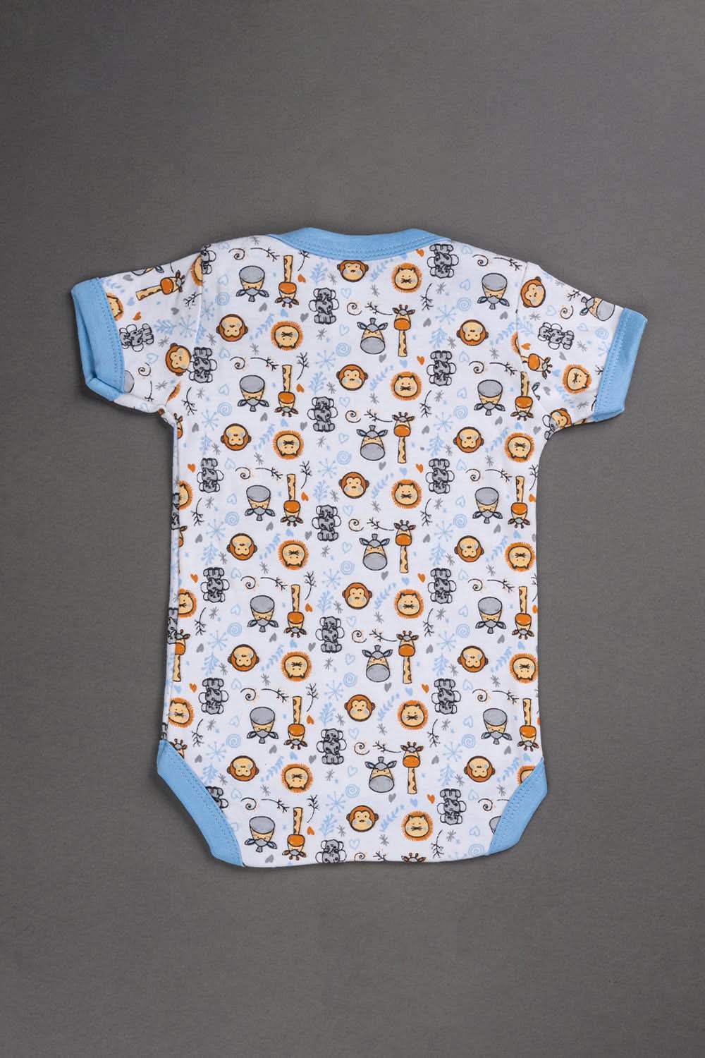 Oh Baby Cotton Interlock Knit Animal Print Infant Gift Set - Sky Blue - S204 - Naidu Hall Family Store