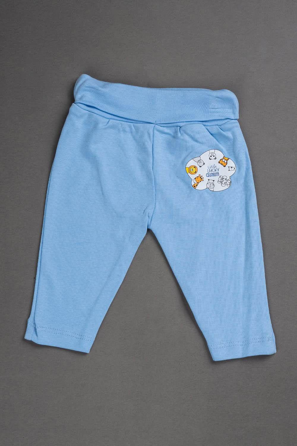 Oh Baby Cotton Interlock Knit Animal Print Infant Gift Set - Sky Blue - S204 - Naidu Hall Family Store